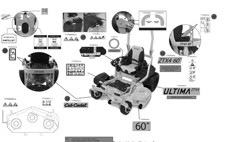 Label Map Diagram and Parts List for ZTX4-60KH (47ASAAA8010)(2022) Cub Cadet Lawn Tractor